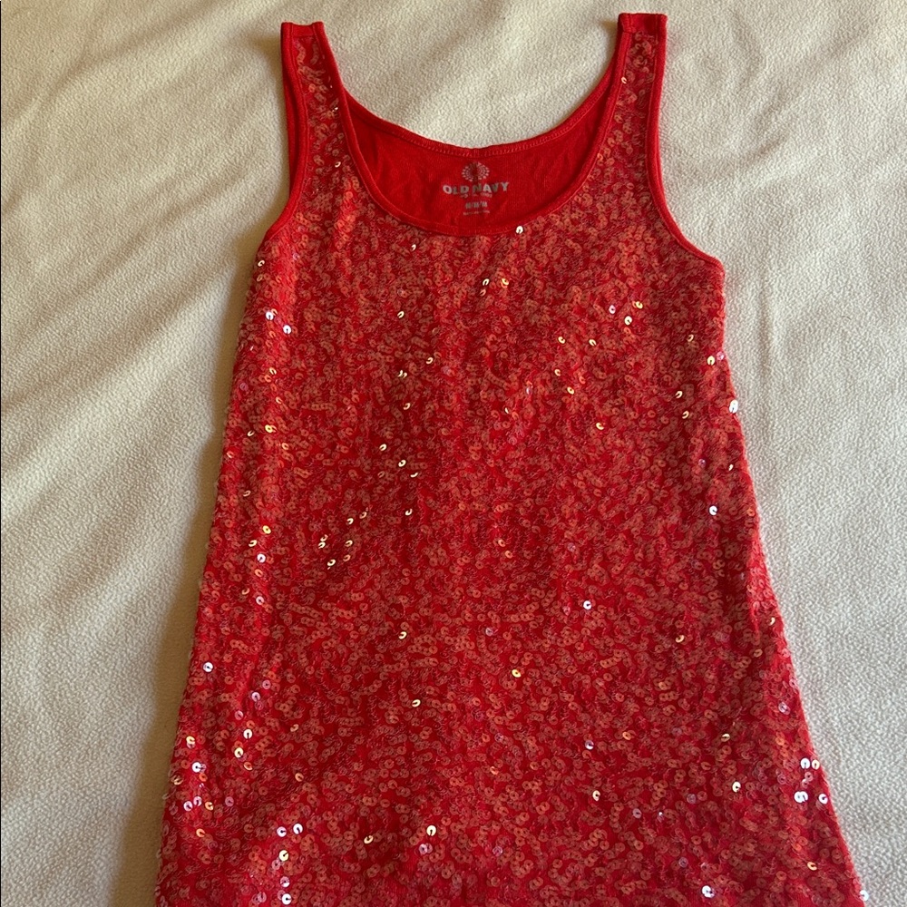Old Navy Red Sequin Tank Top